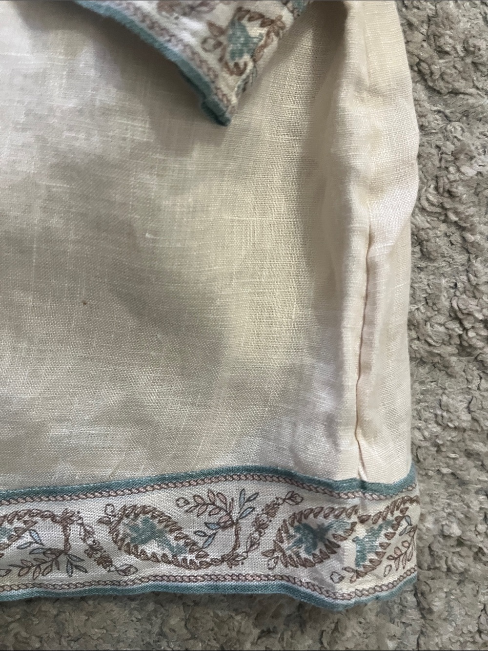 J. Jill Bohemian 3/4 Length Sleeve V-Neck 100% Linen Blouse Top Medium Petite - Picture 6 of 8